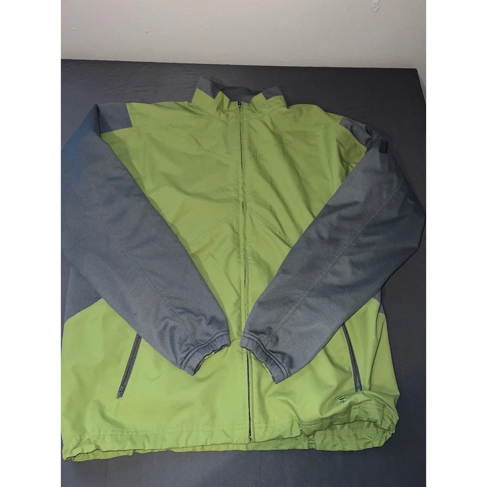 Gear For Sports Mens Zip Athletic Jacket Green Grey Reflective Running Size M